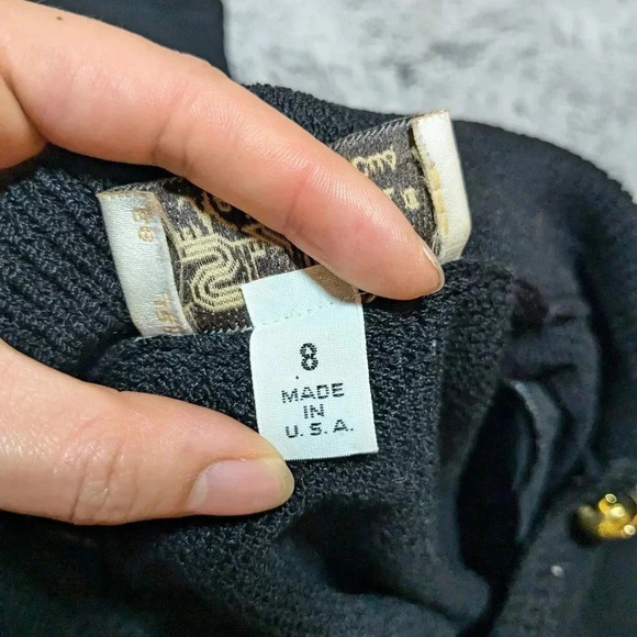 St. John Black Santana Knit Dress Midi Buttons Size 8 Collar Shirt Dress USA - Picture 3 of 10